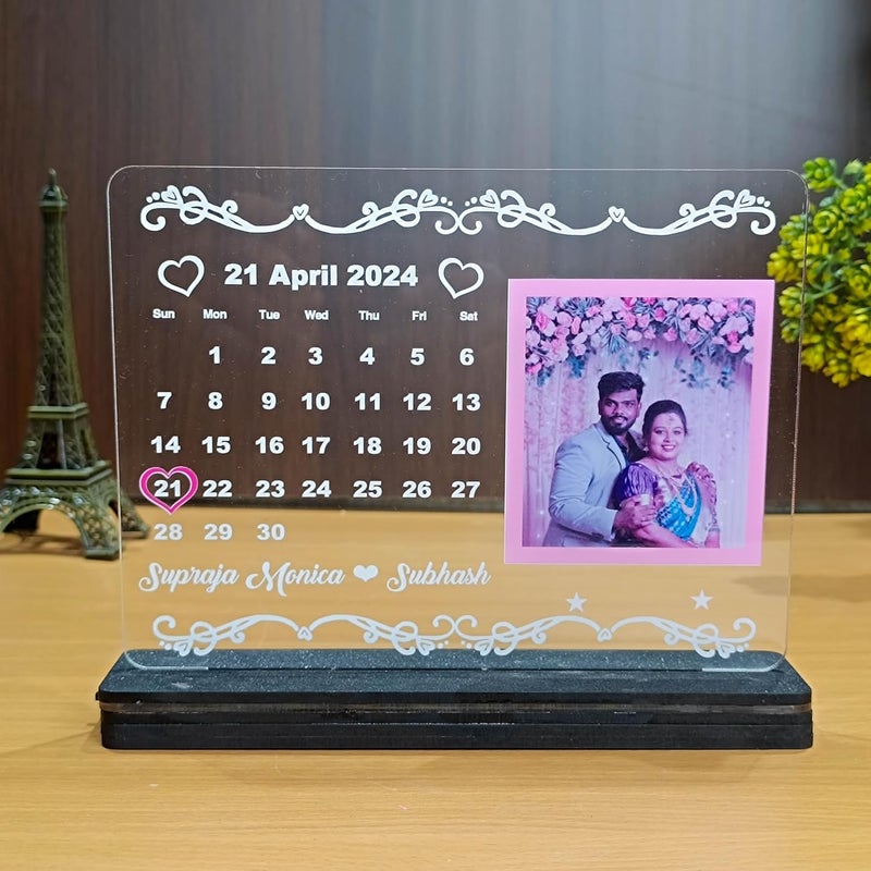 WEHATKE Anniversary Gift for Couple Special Customized LED Calendar Frame Romantic Personalized Gift for Him and Her Unique Wedding Gift Best Gift on Birthday Anniversary Special Days With battery Micro USB Charging - Image 5