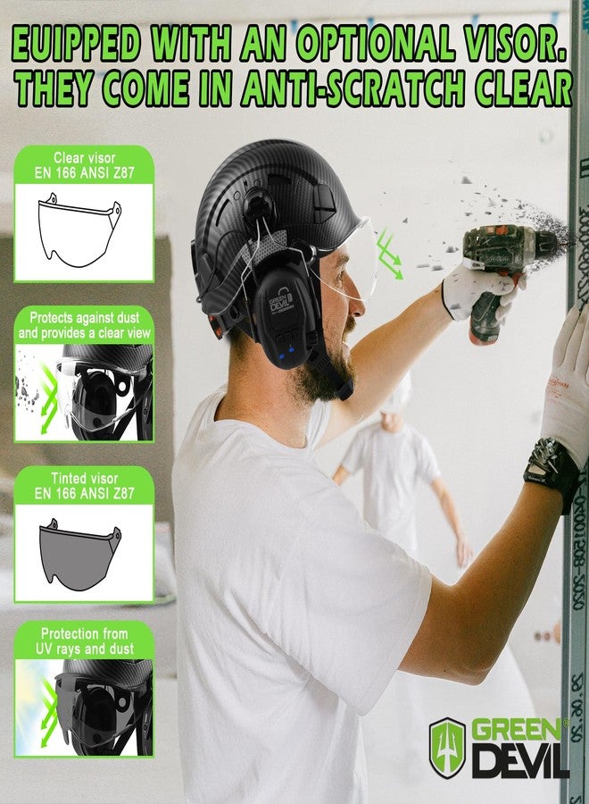 GREEN DEVIL Hard Hat with Bluetooth Ear Muffs and Visor Vented Work Safety Helmet for Men Women ANSI Z89.1 Approved Hardhat Cascos de Construccion Ideal for Industrial & Construction - Image 5