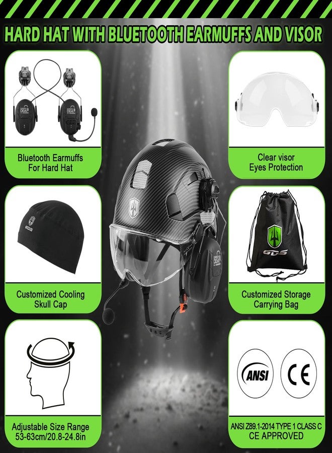 GREEN DEVIL Hard Hat with Bluetooth Ear Muffs and Visor Vented Work Safety Helmet for Men Women ANSI Z89.1 Approved Hardhat Cascos de Construccion Ideal for Industrial & Construction - Image 2