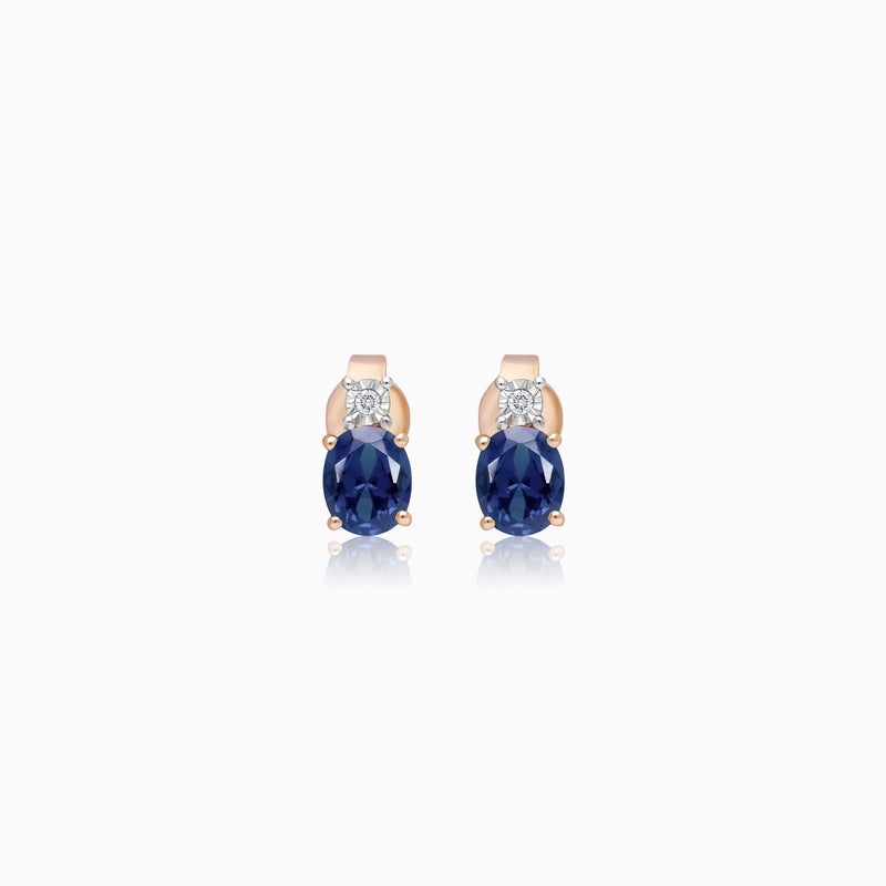 Jawhara Jewellery أقراط ذهب وردي عيار 18 للنساء، أحجار الماس الطبيعي والياقوت، مجموعة المجوهرات الفاخرة الكلاسيكية، أقراط دراسية متألقة أنيقة، هدية سبتمبر من مجوهرات جوهرة - Image 1
