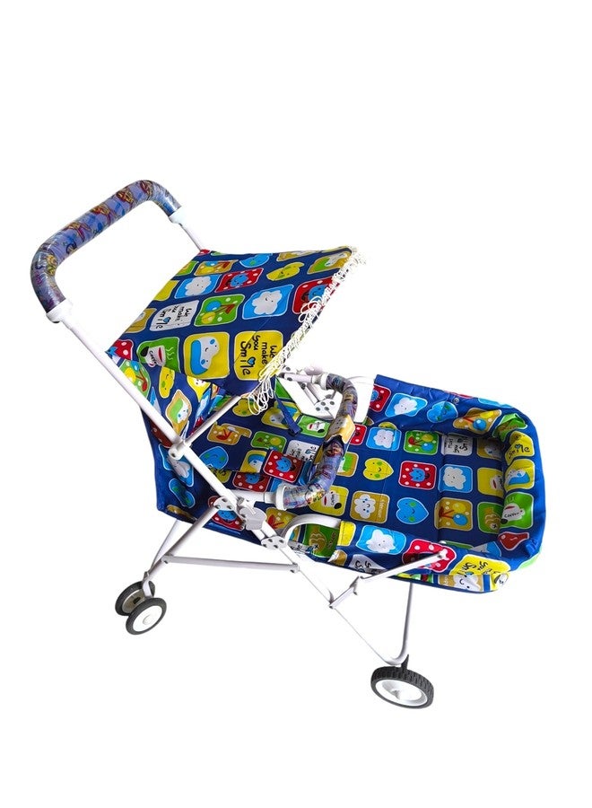 EZAAKART Premium Baby Stroller Pram | 3 Position Seating | Reversible Handle | Fully Rotating Wheels | for Newborn Baby/Kids, 0-3 Years (Blue) - Image 1
