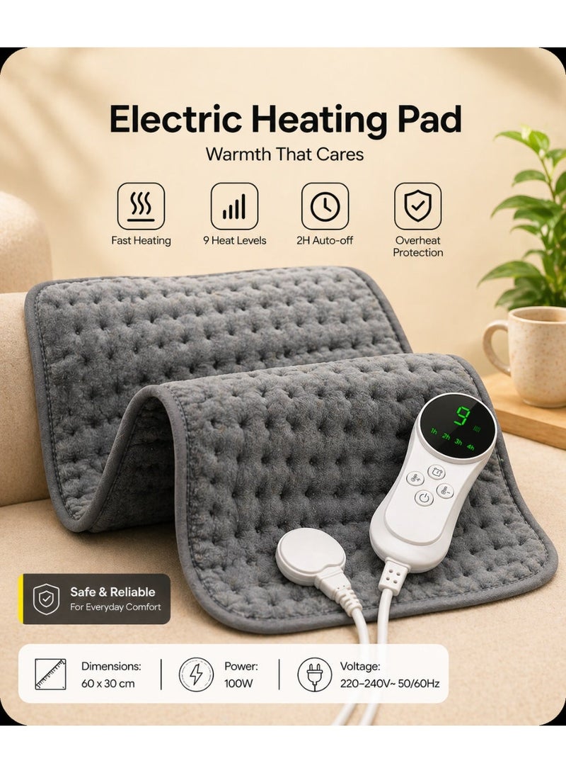 Royalbuckle Electric Heating Pad with Digital Temperature Controller | Soft Plush Heating Mat for Back, Neck & Body Pain Relief | EU Plug - Image 1