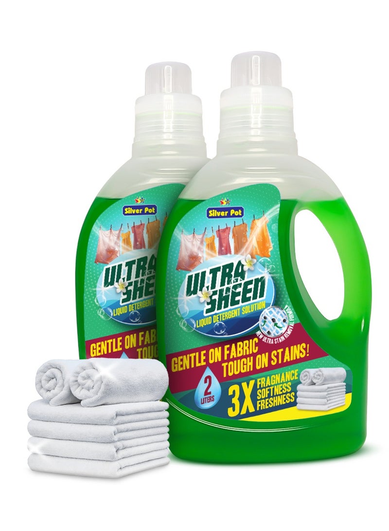 Silver Pot Green Liquid Laundry Detergent Twin Pack – 2 x 2 Litres, Powerful Deep Clean Formula, Fresh Scent, Suitable for All Washers - Image 1