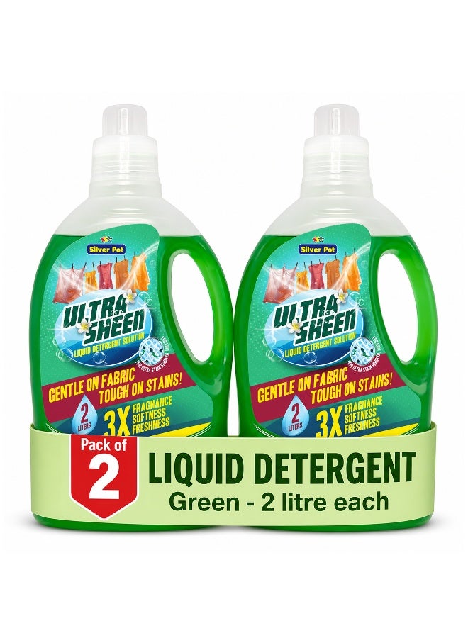 Silver Pot Green Liquid Laundry Detergent (Pack of 2x2L) - Powerful Deep Cleaning Action, Long-Lasting Fresh Scent, Works in All Washing Machines - Image 1