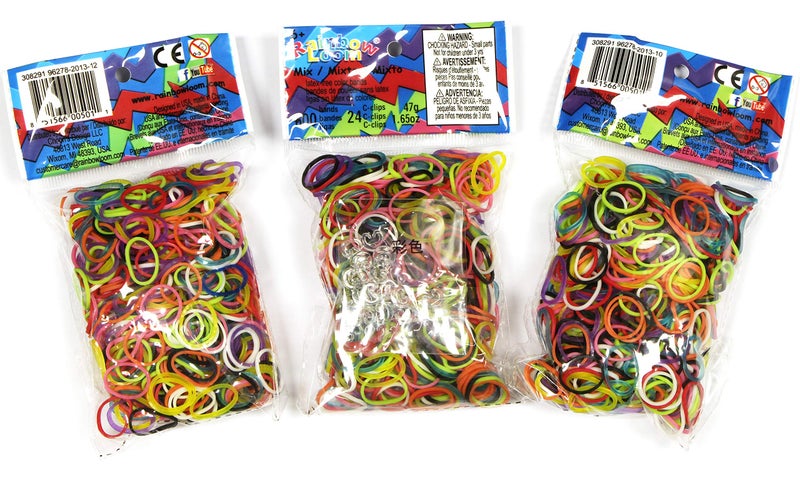 Rainbow Loom طقم ميغا من قوس قزح 1800 حبة أشرطة مختلطة أصفر أخضر أبيض بنفسجي تركوازي أحمر أسود أشرطة مطاطية - Image 2