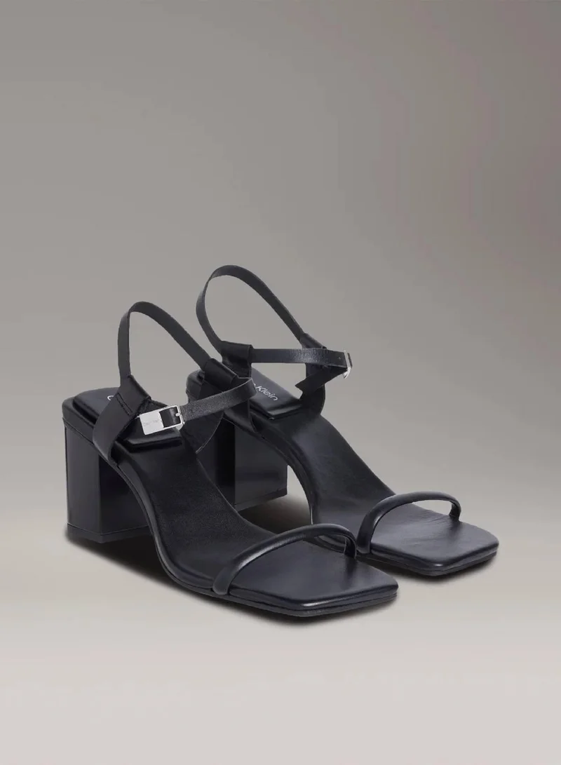 CALVIN KLEIN Leather Block Heel Sandals