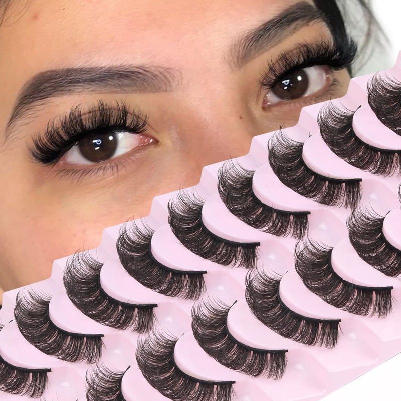 Losha Eyelashes DD Curl Russian Strip Lashes Wispy False Eyelashes that Like Lash Extensions 10 Pairs Soft Fake Lashes Pack D03 - Image 3