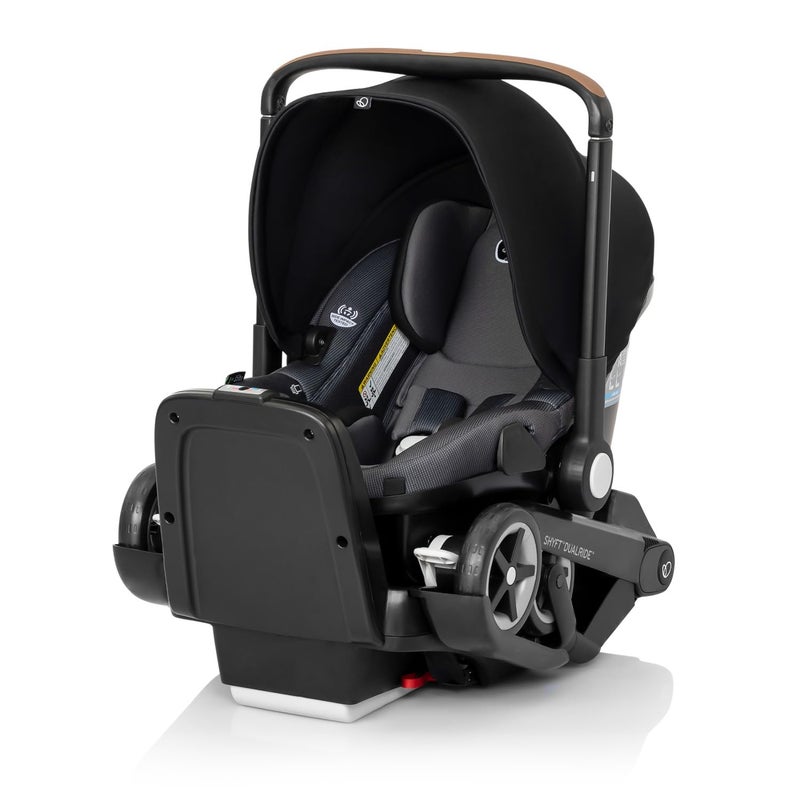 evenflo Shyft DualRide with Carryall Storage Infant Car Seat and Stroller Combo Boone Gray