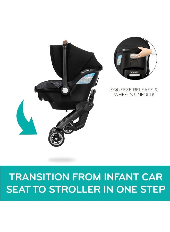 evenflo Shyft DualRide with Carryall Storage Infant Car Seat and Stroller Combo (Boone Gray) - Image 2