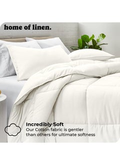 Home of linens Cotton - Plain - Heavy Comforter - 3.6Kgs - Down Alternative Filling - (For Matress 160cm/180cm) - Size (230cm x 240cm) - Off White  - Image 2