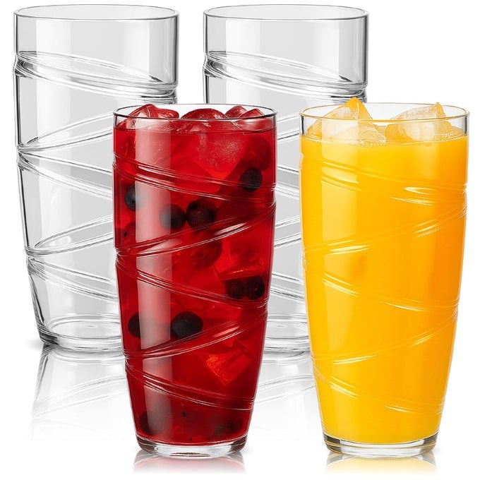 PLASTIC TUMBLERS SET OF 4550ML ACRYLIC TUMBLER GLASSES WITH SWIRL DESIGN STACKABLE REUSABLE PLASTIC GLASSES FOR GARDEN PICNICS CAMPING BBQS PARTIES OR EVERYDAY USE CLEAR