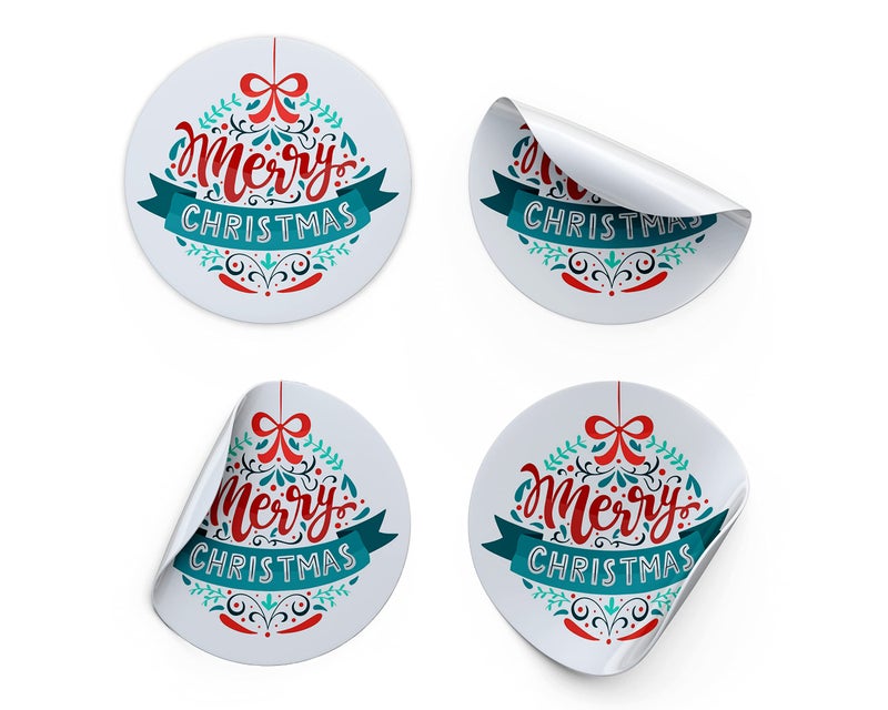D2C Merry Christmas Round Stickers – Festive Designs, Self-Adhesive, Peel & Stick Labels for Gift Wrapping, Greeting Cards, Secret Santa, 1.5 Inch Pack of 120 - Image 1