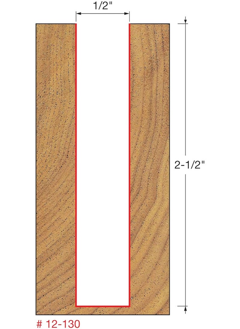 freud Freud Double Flute Straight Bit (Eclipse Grind) with Tico Hi-Density Carbide - 2 Cutters, 24000 RPM, 2-1/2" Height, 1/2" Diameter, 4-3/8" Length, 1/2" Shank - 12-130  - Image 5