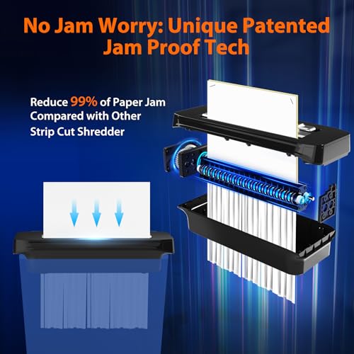 VidaTeco 6Sheet Strip Cut Mini Paper Shredder for Home Use Portable Small Document Shredder Without Basket Shreds Staples CD Credit Card AutoOff AntiJam Overheat Protection Extendable Arm - Image 3