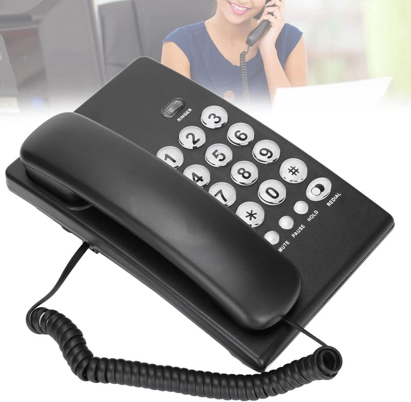 Kxt504 Wall Mountable Basic Phone, Large Fonts Keys Corded Phone Multifunctional Small Desk Landline Phones for Home Office (Black) - Image 4