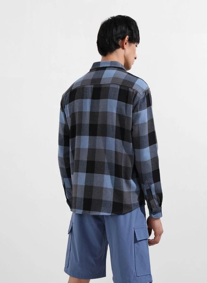 The Indian Garage Co Men Relaxed Fit Checked Cutaway Collar Full Sleeves Shirt