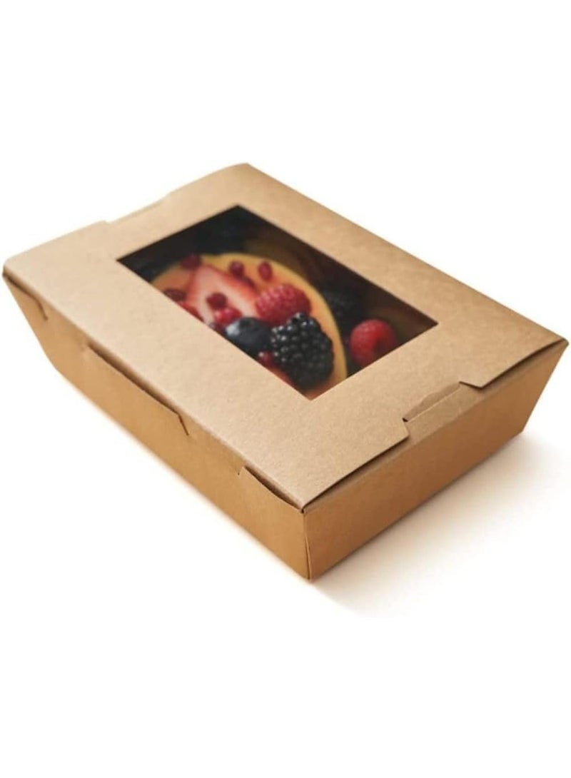 ايكواي ecoway Small Kraft Lunch Box With Window Food Container Made With Craft Paper For Meals & Dessert, Take Away Container, Disposable, Eco-friendly, Compostable, Paperbox Restaurants - Pack Of 100, Brown - Image 5