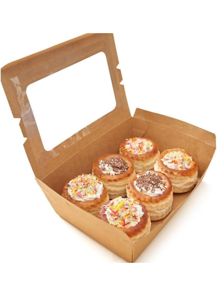 ايكواي ecoway Small Kraft Lunch Box With Window Food Container Made With Craft Paper For Meals & Dessert, Take Away Container, Disposable, Eco-friendly, Compostable, Paperbox Restaurants - Pack Of 100, Brown - Image 3