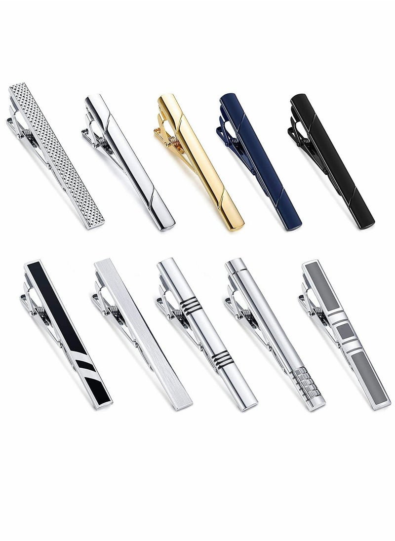 Generic Tie Clips Set for Men Bar Clip Black Silver-Tone Gold Tone Wedding Business with Gift Box  - Image 2