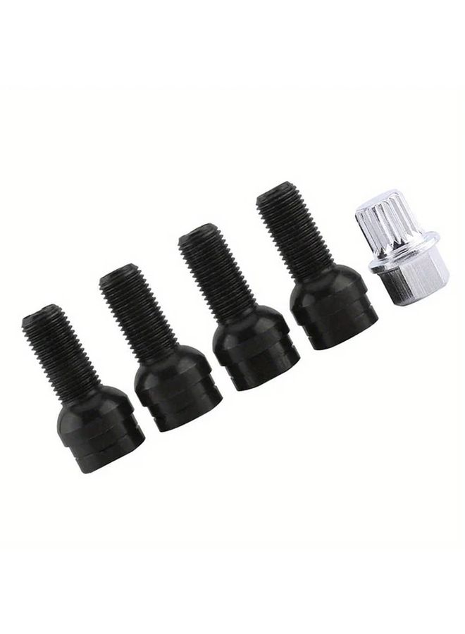 One Set 5pcs Anti Theft Wheel Bolt Nut Lock Kit For Car Taper Seat Mounting Screws - Image 4