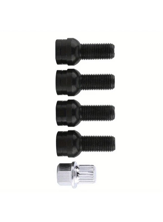One Set 5pcs Anti Theft Wheel Bolt Nut Lock Kit For Car Taper Seat Mounting Screws - Image 1