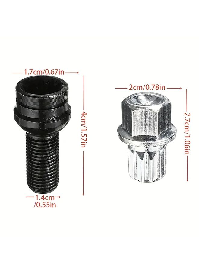 One Set 5pcs Anti Theft Wheel Bolt Nut Lock Kit For Car Taper Seat Mounting Screws - Image 3