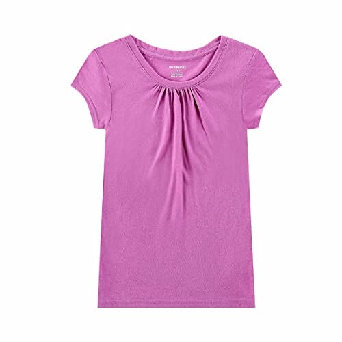 Bienzoe Girl School Uniform Breathable Quick-Dry Short Sleeve T-Shirt Pack G Black Crocus Light Green Size 4-5 - Image 2