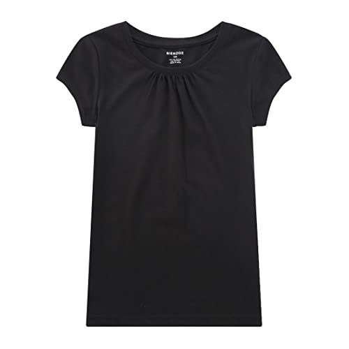 Bienzoe Girl School Uniform Breathable Quick-Dry Short Sleeve T-Shirt Pack G Black Crocus Light Green Size 4-5 - Image 3