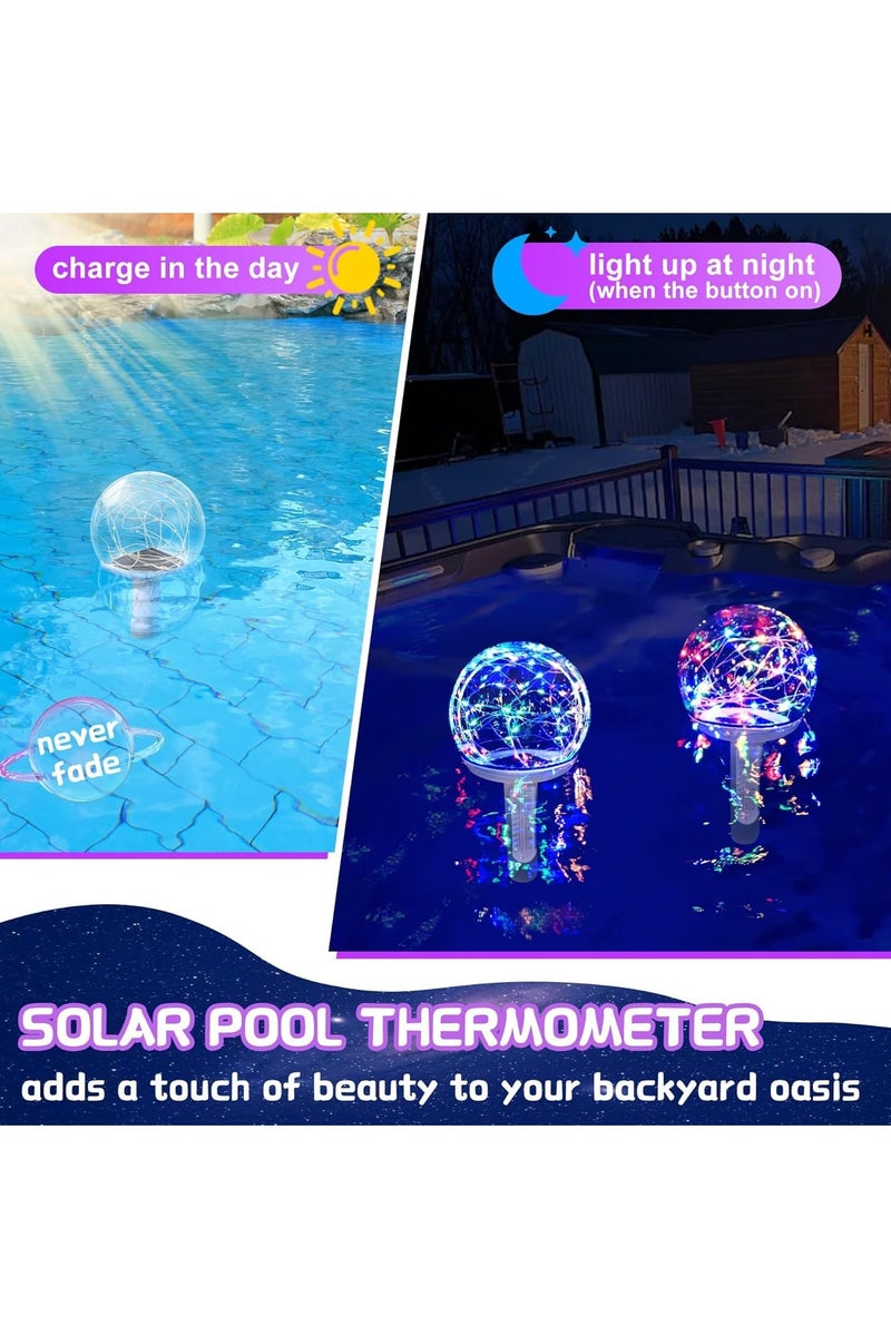 SOLARAE Floating Pool Thermometer with LED Colored Solar Light, Easy-to-Read Swimming Pool Thermometer for Day and Night, Celestial Lights Pool Temperature Thermometer for Water Temperature, Pond - Image 5