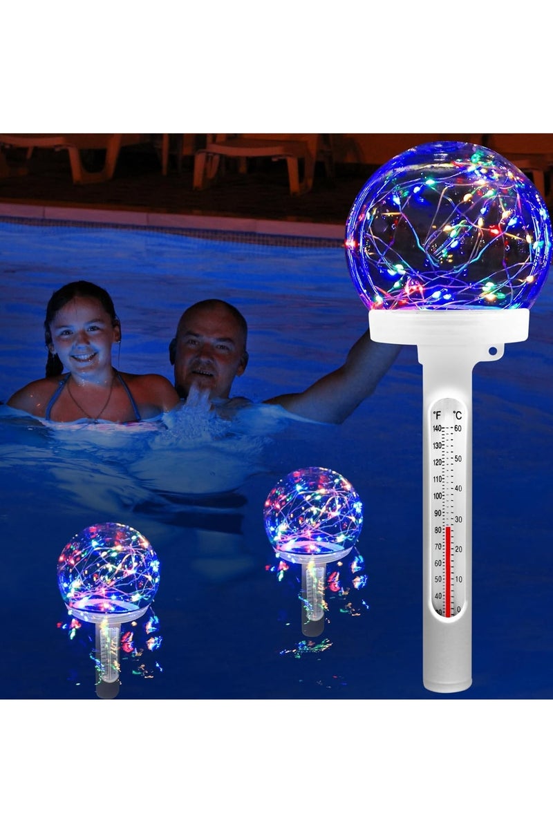 SOLARAE Floating Pool Thermometer with LED Colored Solar Light, Easy-to-Read Swimming Pool Thermometer for Day and Night, Celestial Lights Pool Temperature Thermometer for Water Temperature, Pond - Image 1