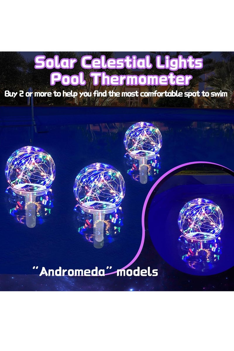 SOLARAE Floating Pool Thermometer with LED Colored Solar Light, Easy-to-Read Swimming Pool Thermometer for Day and Night, Celestial Lights Pool Temperature Thermometer for Water Temperature, Pond - Image 4
