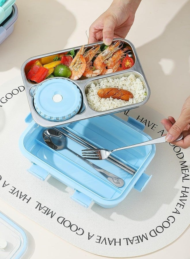 XIBO 3 Compartment Stainless Steel Lunch Box Insulated Lunch Box with Extra Liquid Container for Kids School and Office and Travel. - Image 4