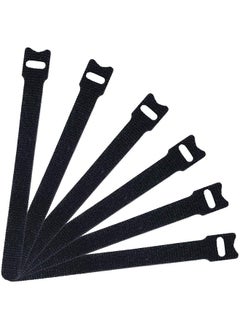 50 Pcs Reusable Fastening Cable Ties Microfiber Cloth 6 Inch Hook And Loop Cord Ties Black