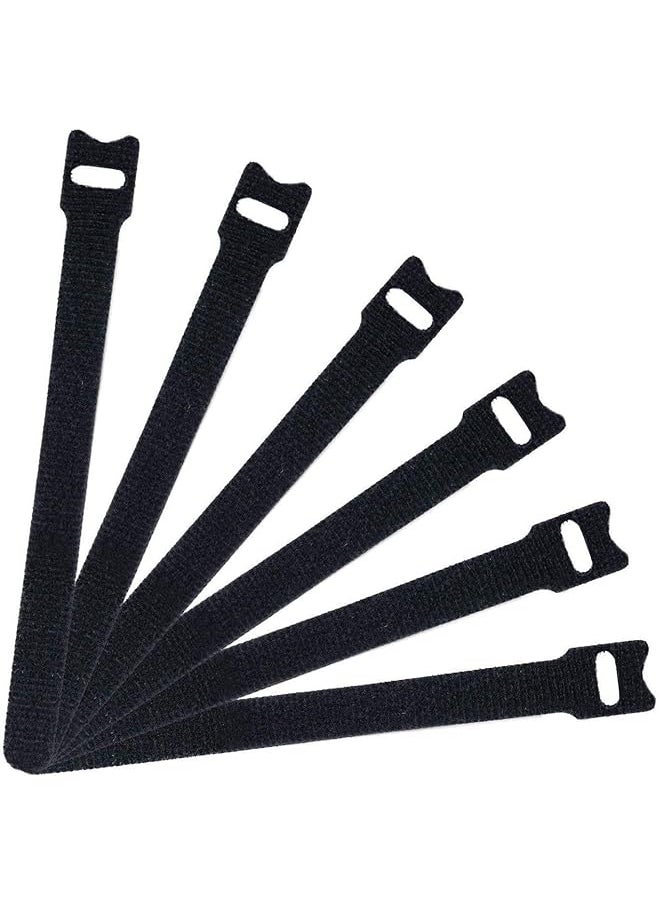 Generic - 50 Pcs Reusable Fastening Cable Ties Microfiber Cloth 6 Inch Hook And Loop Cord Ties Black - Image 1