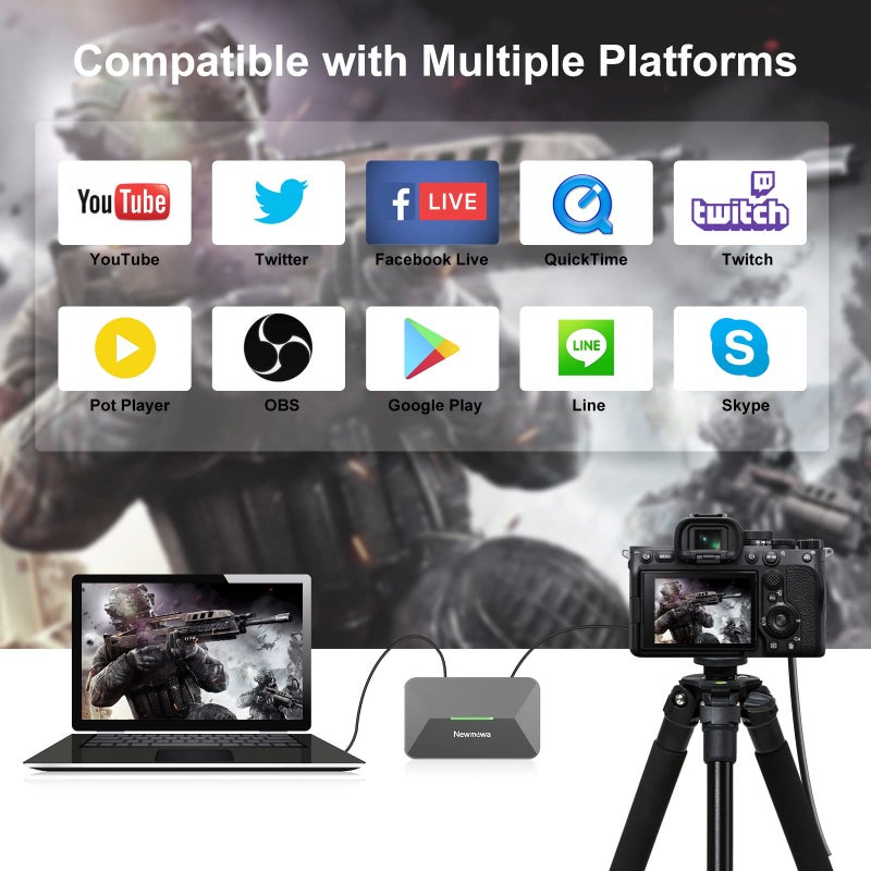 Newmowa 1080P Audio Video Capture Card, USB 3.0 HDMI Video Capture Device for Gaming Teaching Live Streaming Video Recorder, Compatible with Windows Mac OS System OBS Zoom - Image 4