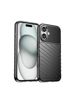 For iPhone 16 Thunderbolt Shockproof Soft TPU Phone Case(Black)