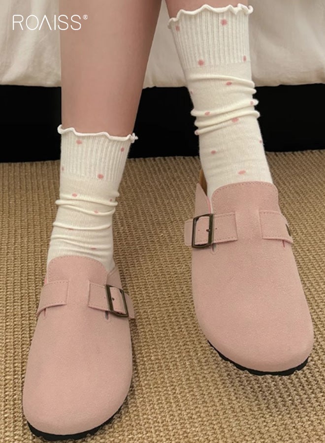 رويس مجموعة جوارب نسائية مكشكشة مكونة من 6 أزواج من جوارب الكاحل القطنية القابلة للتنفس مع حواف منقطة، جوارب منخفضة القطع قابلة للتنفس للنساء، جوارب دائرية لطيفة كاجوال للأحذية المسطحة - Image 5