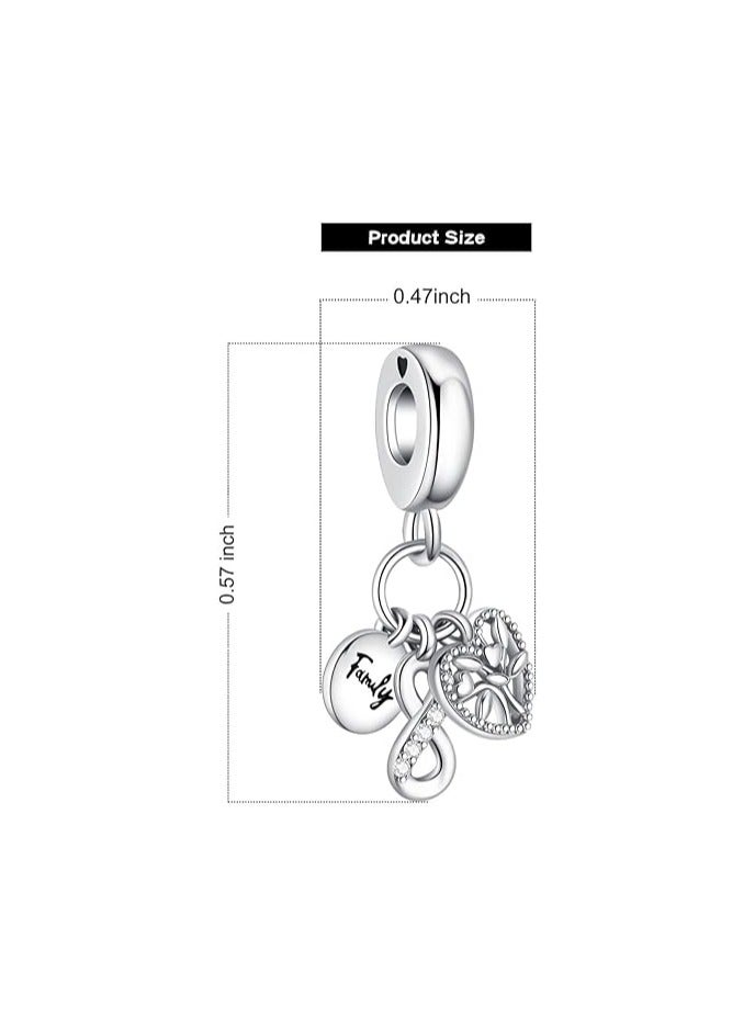 2Pcs Family Love Mom Mouse Heart Charms for Bracelets Necklace ,925 Valentine's Day Mother's Day Jewelry Charm for Women - Image 5