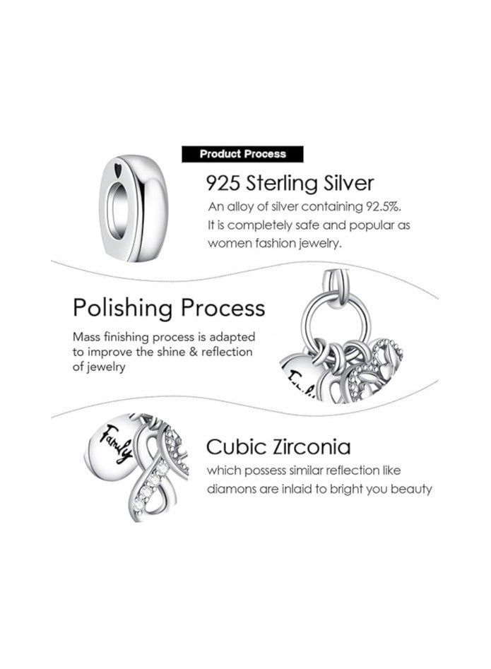 2Pcs Family Love Mom Mouse Heart Charms for Bracelets Necklace ,925 Valentine's Day Mother's Day Jewelry Charm for Women - Image 3