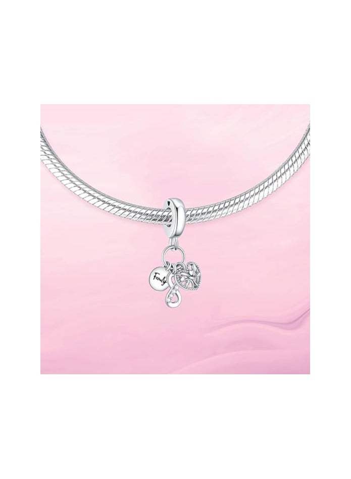 2Pcs Family Love Mom Mouse Heart Charms for Bracelets Necklace ,925 Valentine's Day Mother's Day Jewelry Charm for Women - Image 2