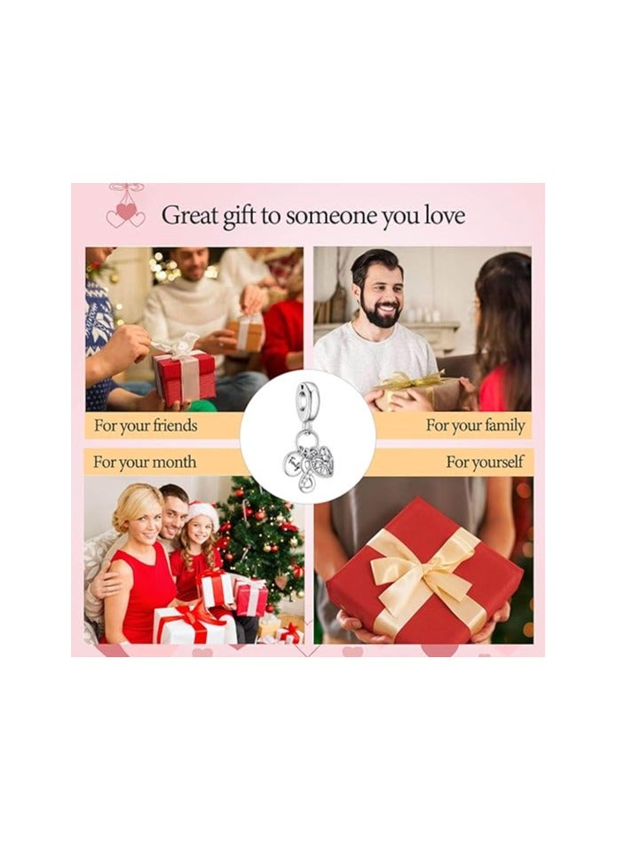 2Pcs Family Love Mom Mouse Heart Charms for Bracelets Necklace ,925 Valentine's Day Mother's Day Jewelry Charm for Women - Image 4