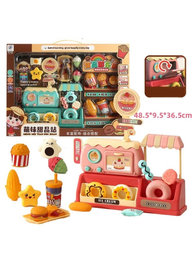 Children's Play House Toys Supermarket Cash Register Raffle Machine Ice Cream Car Girls Play House Kindergarten Gift Toys-Color:Big Box Dessert Amusement Park Color Random - Image 1