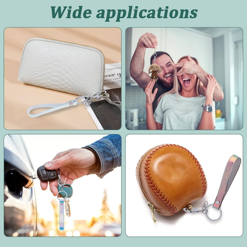 klarako 12pcs Wristlet Strap for Keys, 6 Colors Rainbow Keys Hand Wrist Lanyard Keychain Holder with Key Ring Purse Wallet Phone Hand Strap ID Badge Holder Women Car Key Fob Bag Charms - Image 4