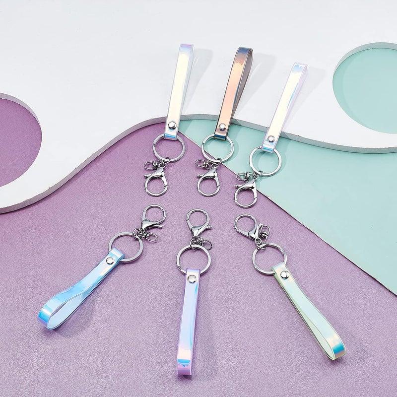 klarako 12pcs Wristlet Strap for Keys, 6 Colors Rainbow Keys Hand Wrist Lanyard Keychain Holder with Key Ring Purse Wallet Phone Hand Strap ID Badge Holder Women Car Key Fob Bag Charms - Image 5