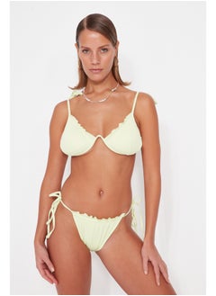 Green Ruffled Regular Leg Bikini Bottom TBESS23BA00178