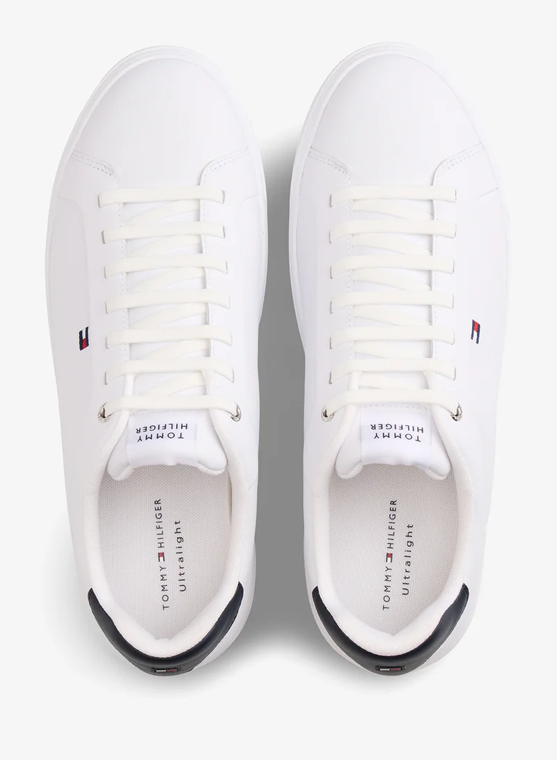 Tommy Hilfiger White Hilfiger Icon Leather Cupsole Court Sneakers for Men | Best Price UAE