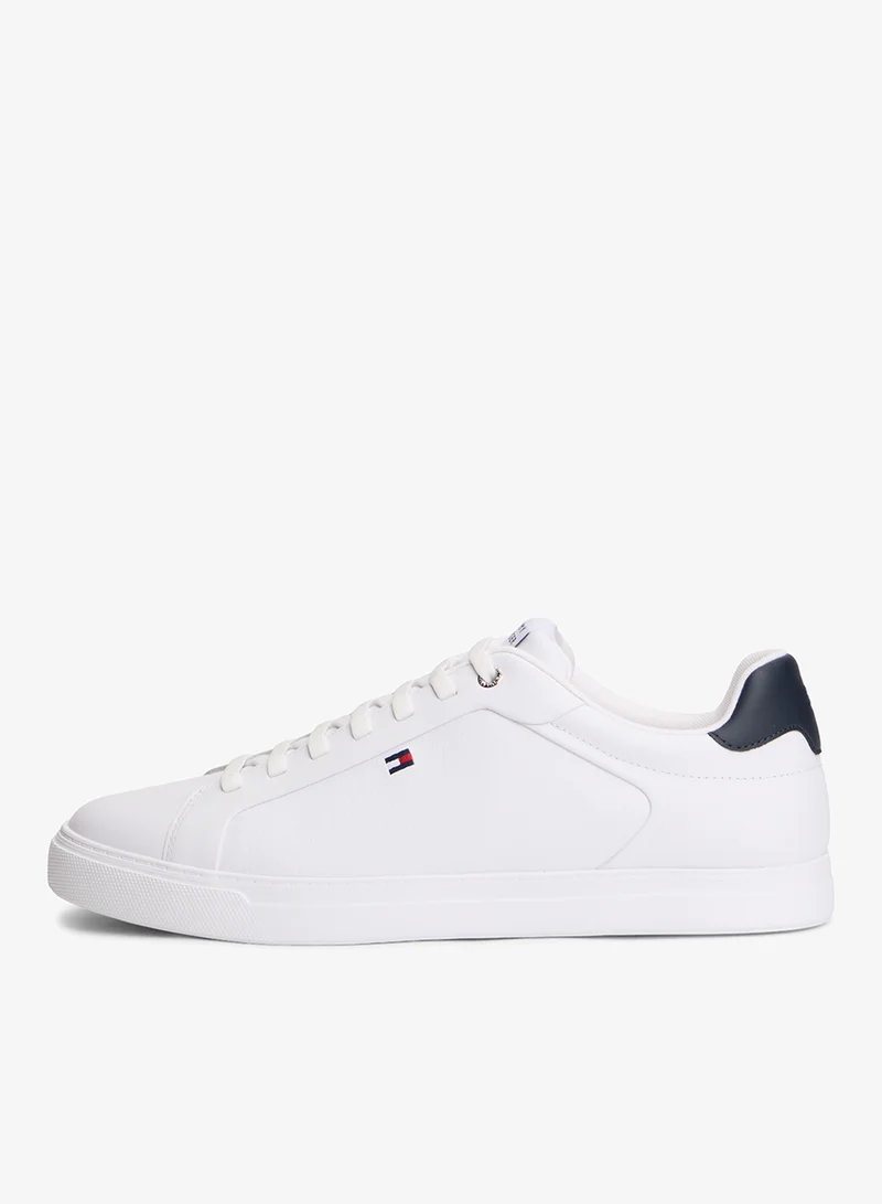 Tommy Hilfiger White Hilfiger Icon Leather Cupsole Court Sneakers for Men | Best Price UAE