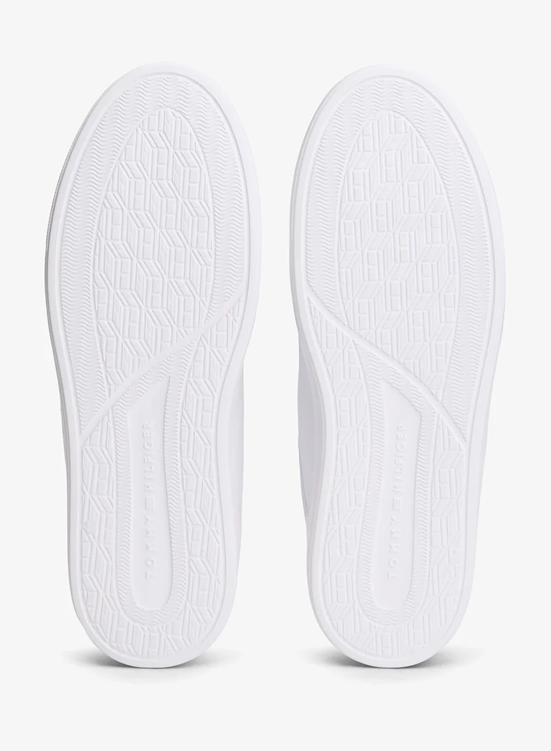 Tommy Hilfiger White Hilfiger Icon Leather Cupsole Court Sneakers for Men | Best Price UAE