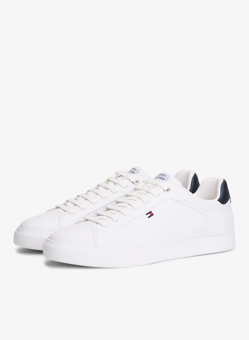 Tommy Hilfiger White Hilfiger Icon Leather Cupsole Court Sneakers for Men | Best Price UAE