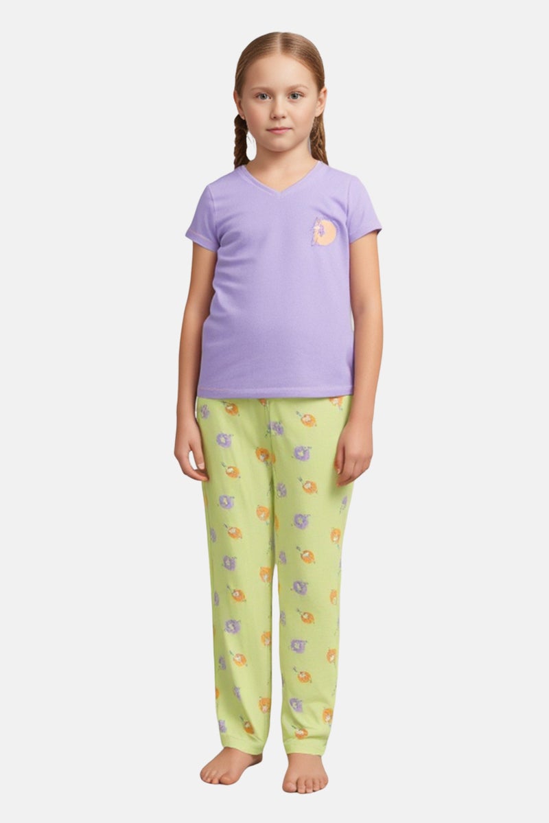 zivame Kids Girl Graphic Print Pyjama Top And Bottom Set, Multicolor - Image 1